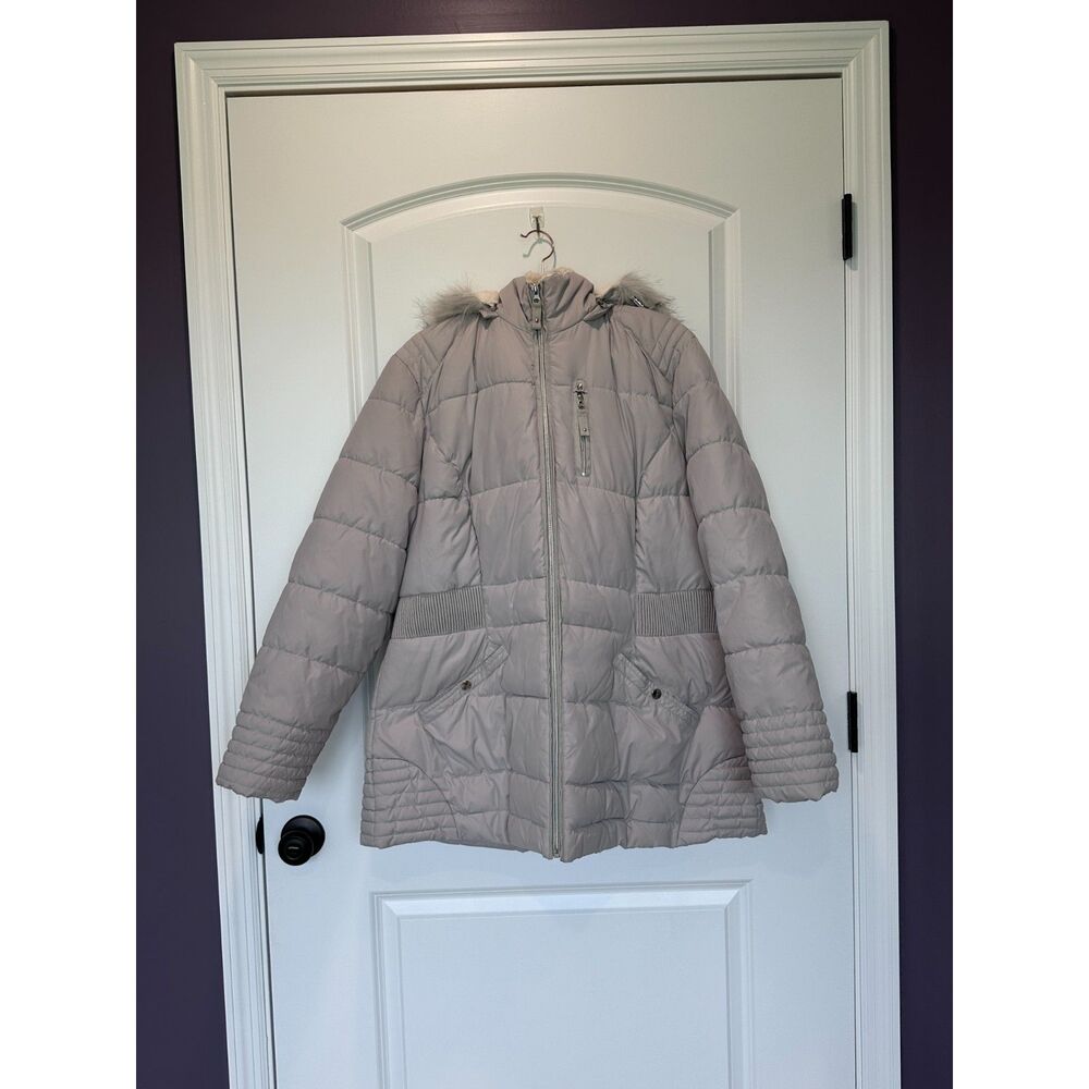 Laundry By Design Puffer Coat Hood Gray Size 1X